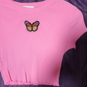 Pink butterfly shirt